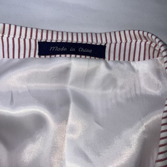 Alan Flusser Blazer Men’s Size 48R Red White Striped Seersucker Preppy Jacket - Picture 6 of 14